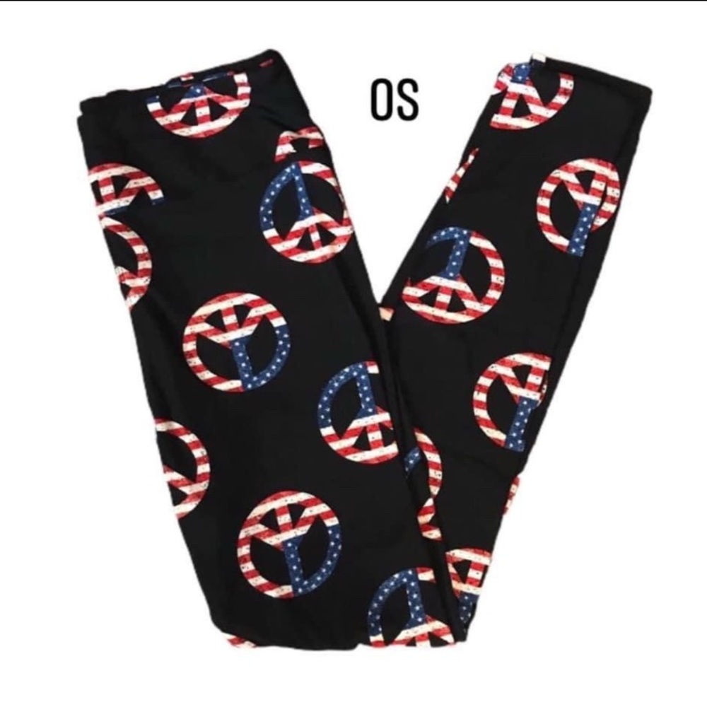 Adult Leggings - Black Peace Sign